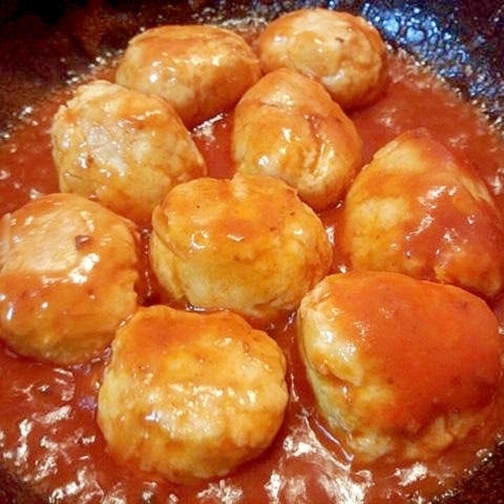 市販のミートソ-スを使って味付け☆肉団子